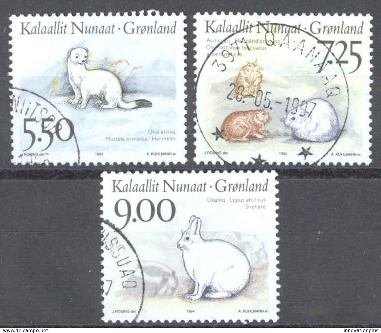 Greenland Sc# 270-272 Used 1994 5.50k-9k Native Animals - Used Stamps