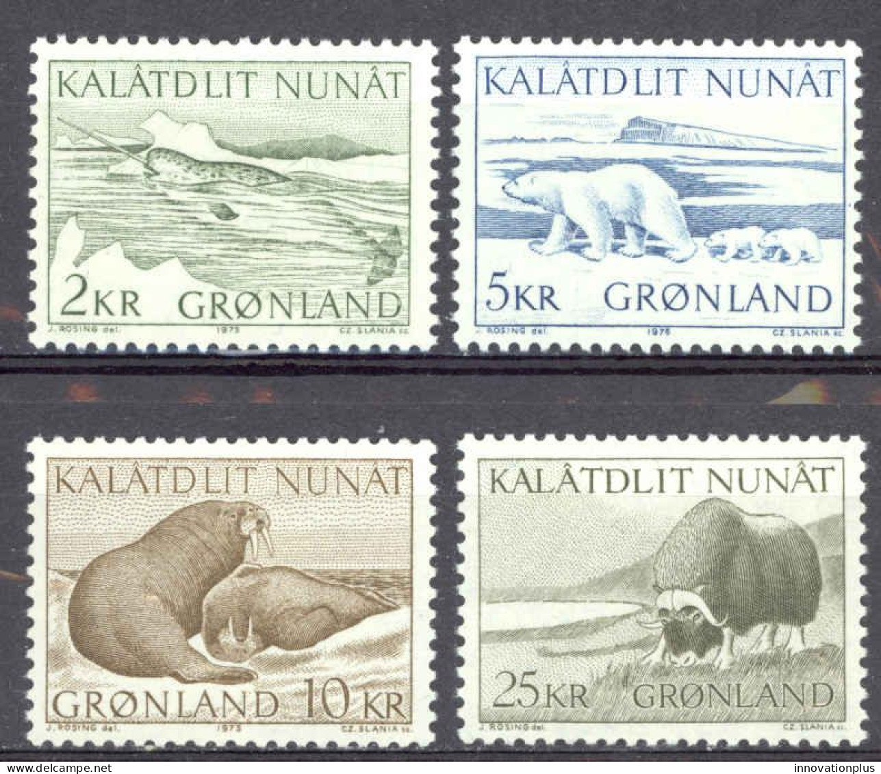 Greenland Sc# 72-75 MH 1969-1976 1k-25k Animals - Neufs