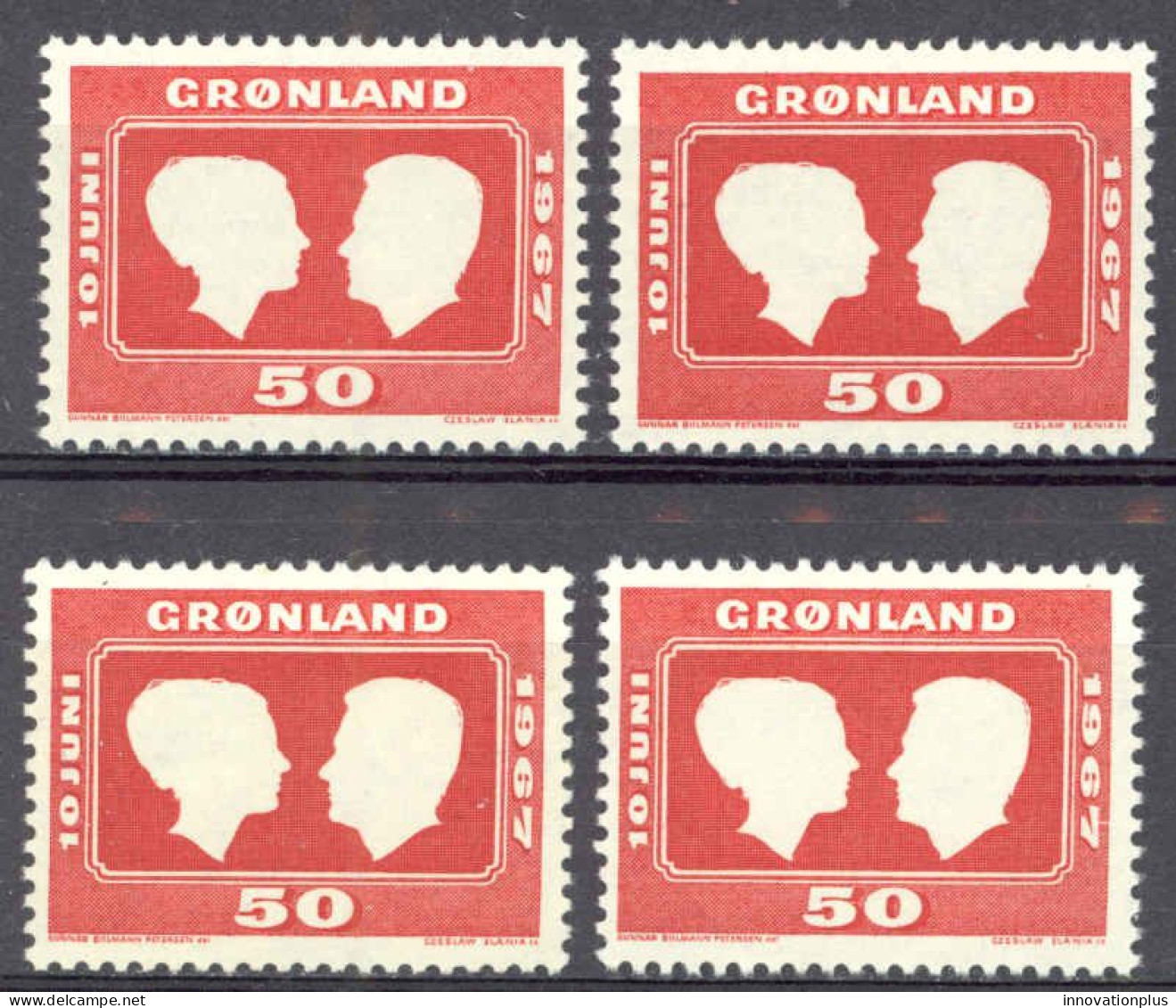 Greenland Sc# 69 MH Lot/4 1969 50o Royal Wedding - Unused Stamps