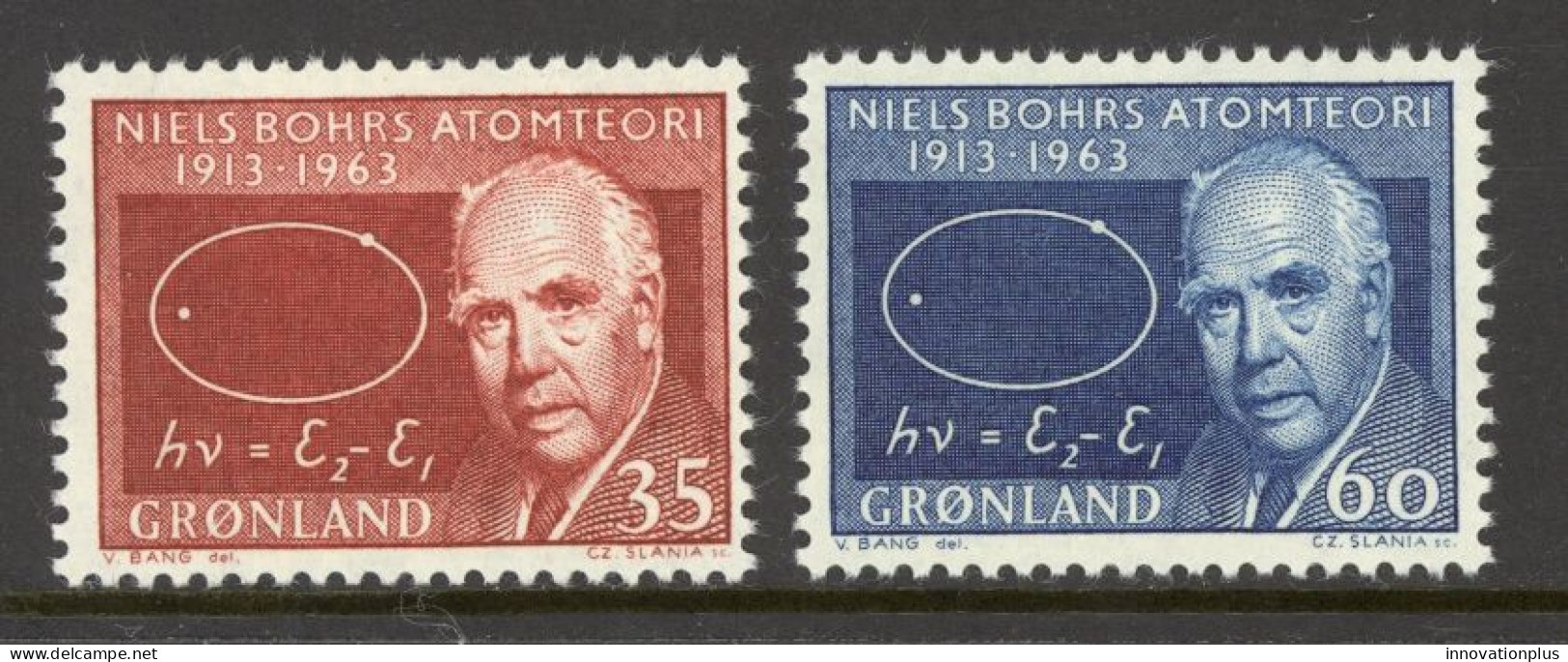 Greenland Sc# 66-67 MH 1963 35o-60o Niels Bohr And Atom Diagram - Ongebruikt