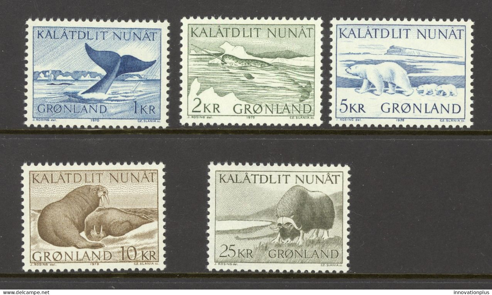 Greenland Sc# 71-75 MNH 1969-1976 1k-25k Animals - Neufs