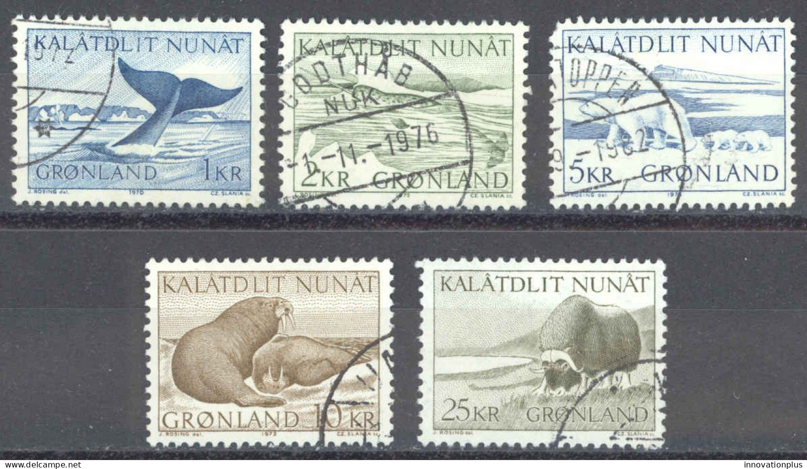 Greenland Sc# 71-75 Used 1969-1976 1k-25k Animals - Usati