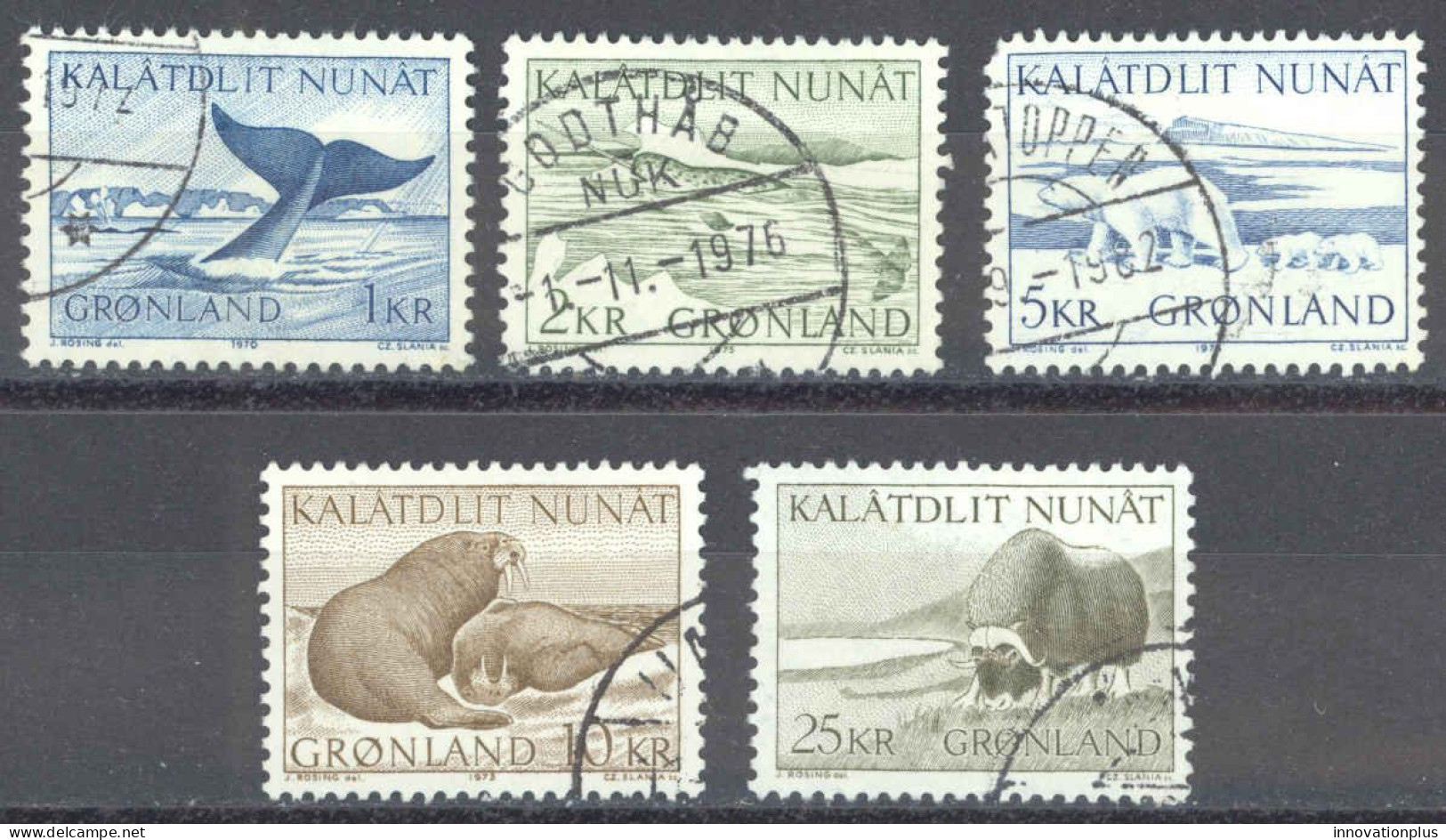 Greenland Sc# 71-75 Used 1969-1976 1k-25k Animals - Gebraucht