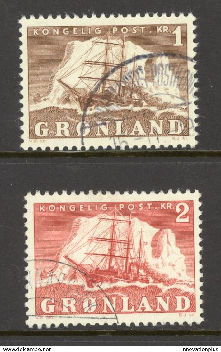 Greenland Sc# 36-37 Used 1950 1k-2k Polar Ship Gustav Holm - Oblitérés