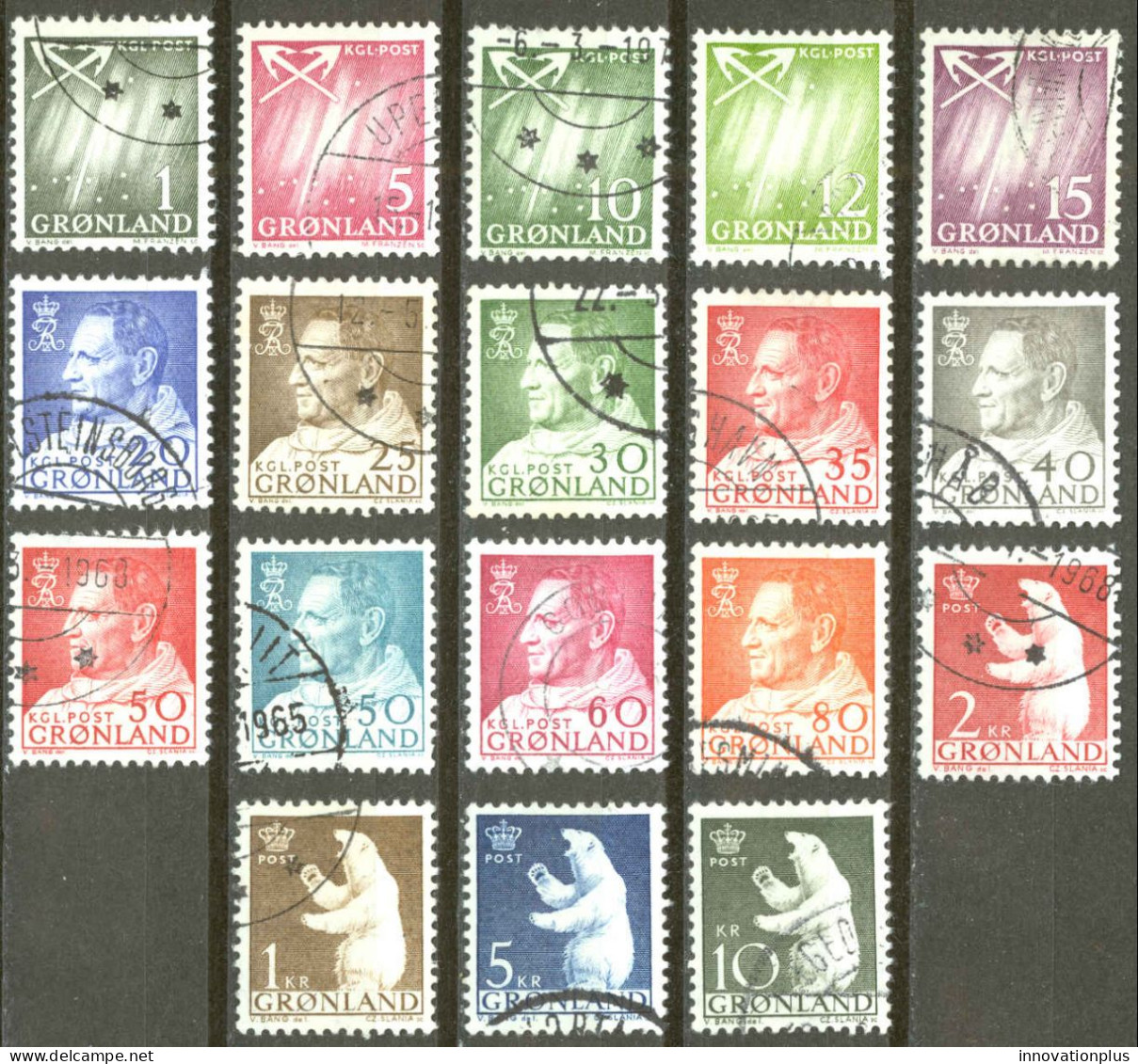 Greenland Sc# 48-65 Used 1963-1968 1o-10k Definitives - Gebraucht