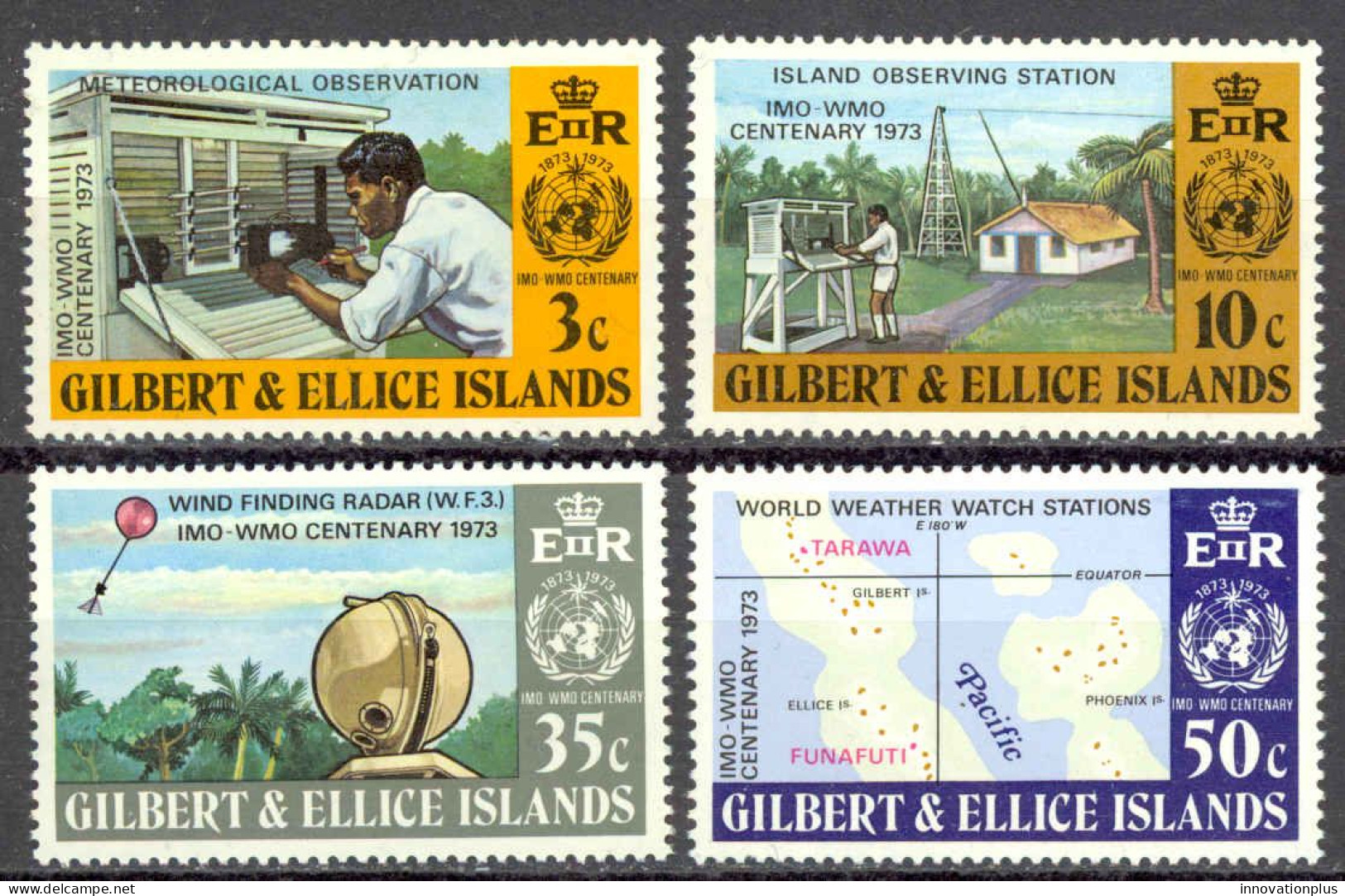 Gilbert & Ellice Islands Sc# 218-221 MNH 1973 WMO Issue - Islas Gilbert Y Ellice (...-1979)