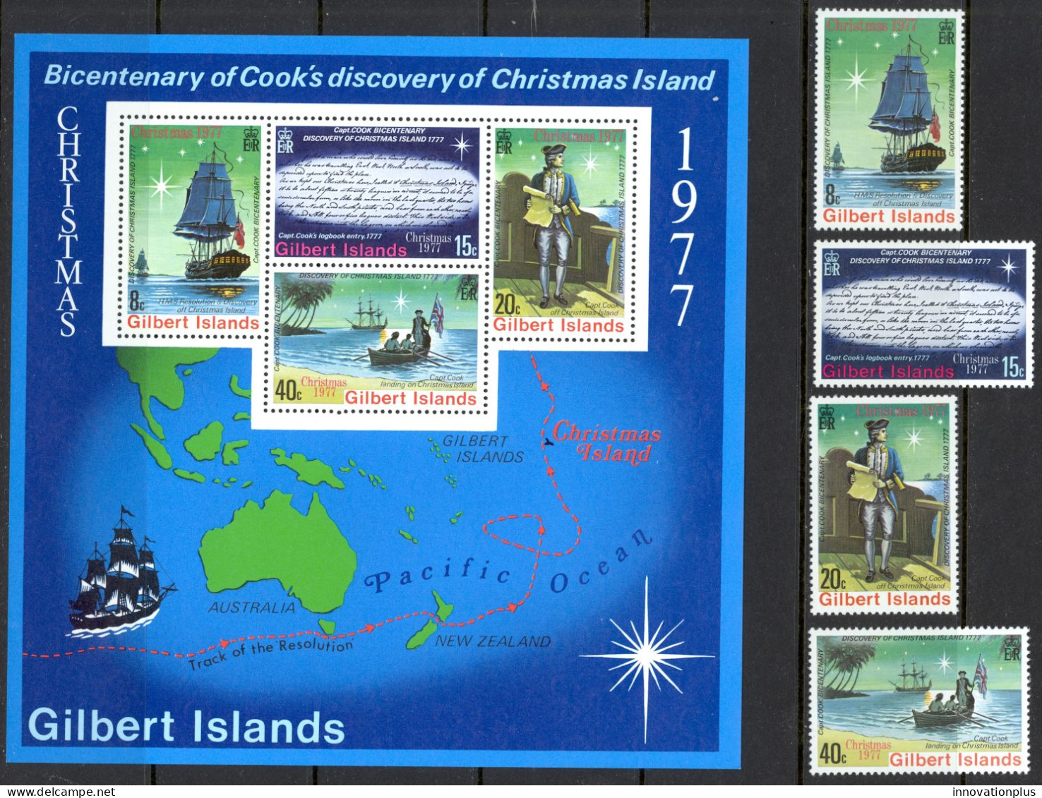 Gilbert Islands Sc# 300-303a MNH 1977 Captain Cook - Gilbert & Ellice Islands (...-1979)