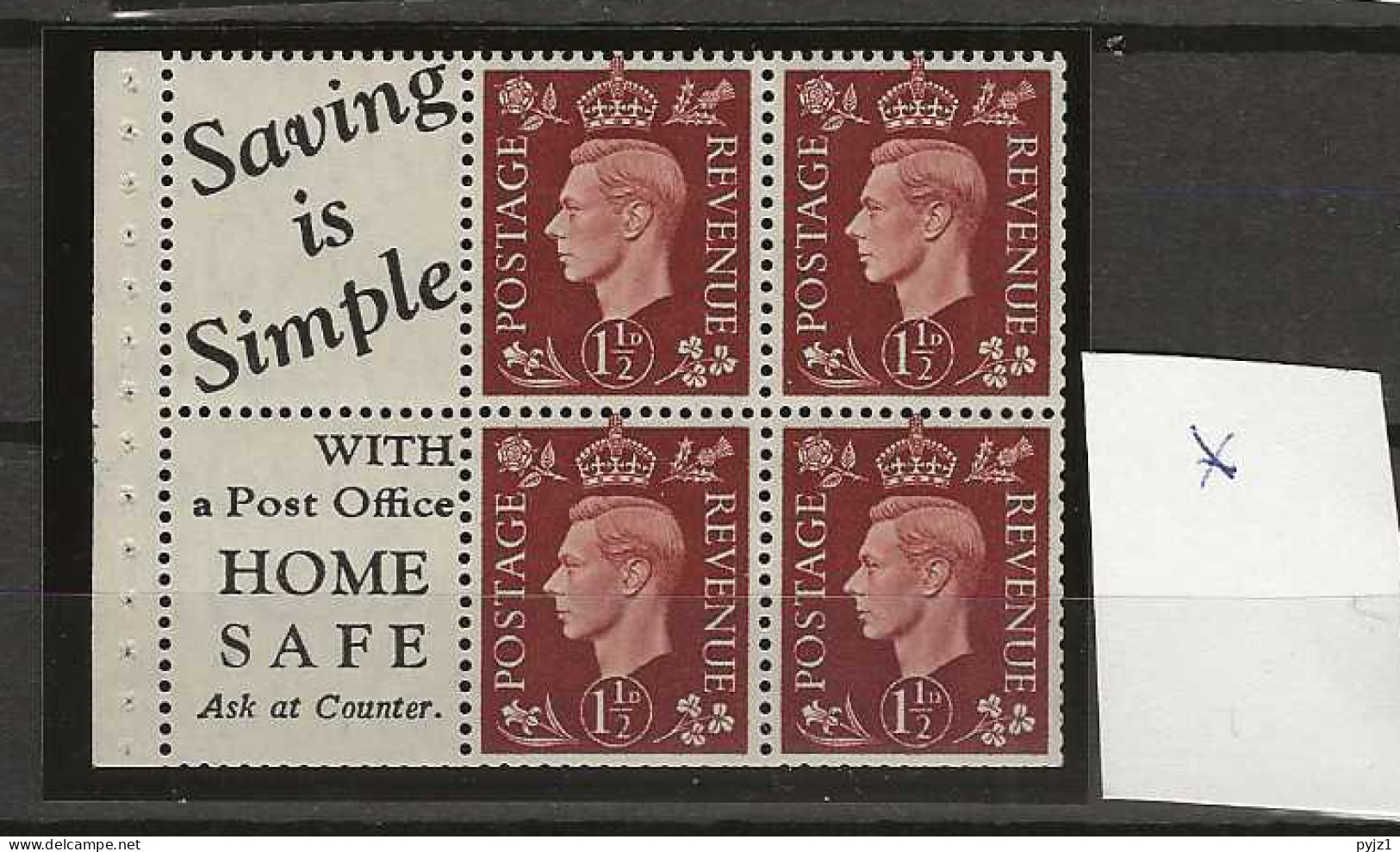 1937 MH GB, Booklet Pane With Selfedge - Ungebraucht