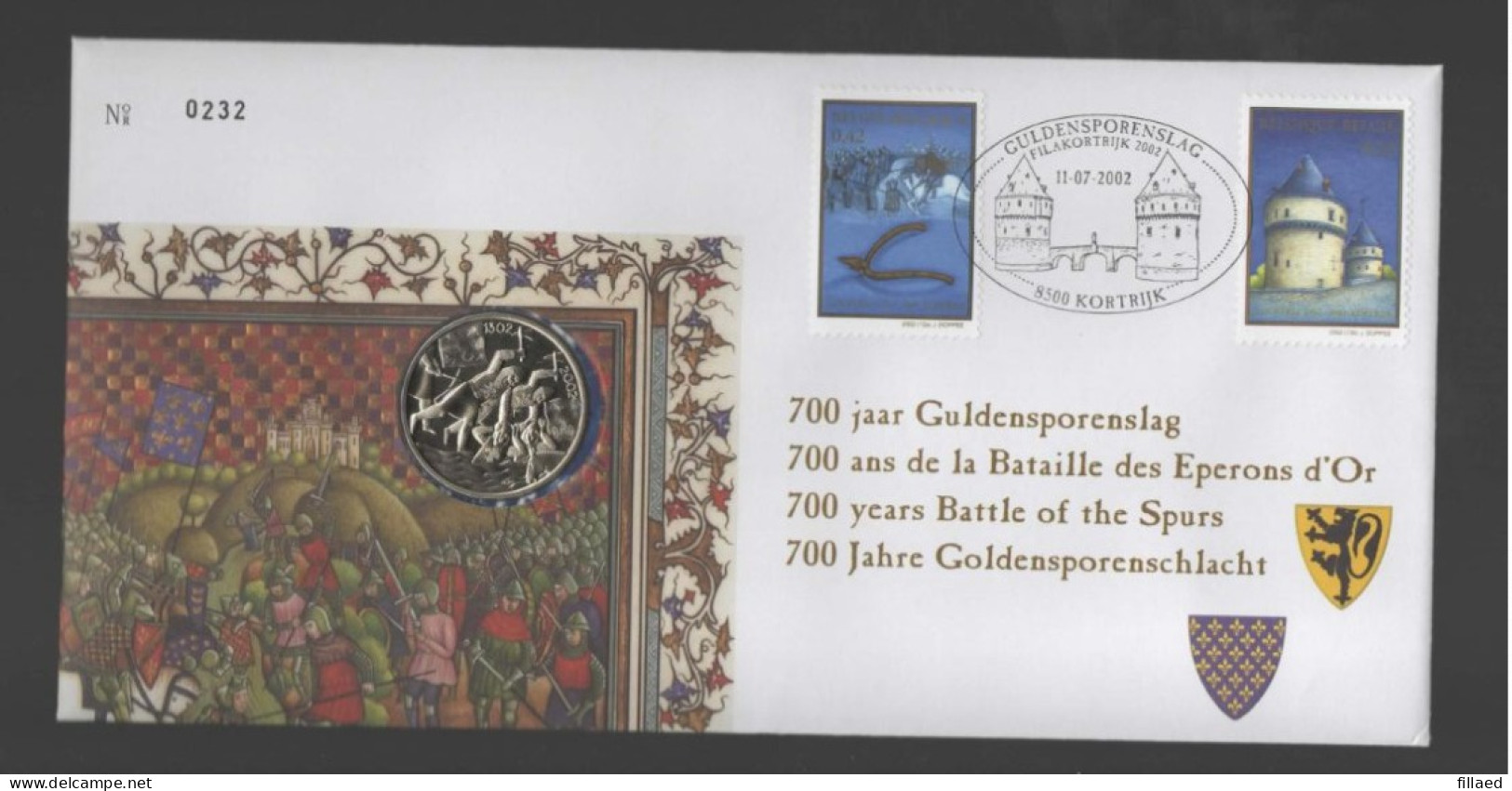 België: Numisletters 3088/89 700 Jaar Guldensporenslag In Kortrijk. - Numisletters