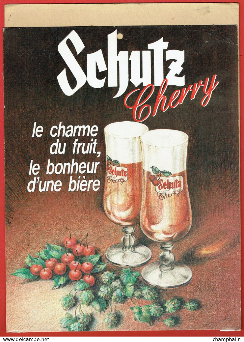 Calendrier Publicitaire Année 1988 - Bière Schutz Cherry - Brasseries Schutzenberger à Schiltigheim (67) - Formato Grande : 1981-90