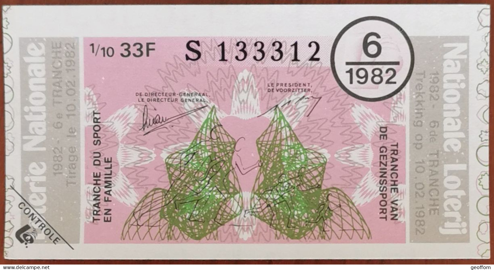 Billet De Loterie Nationale Belgique 1982 6e Tr - Tranche Du Sport En Famille - 10-2-1982 - Billetes De Lotería