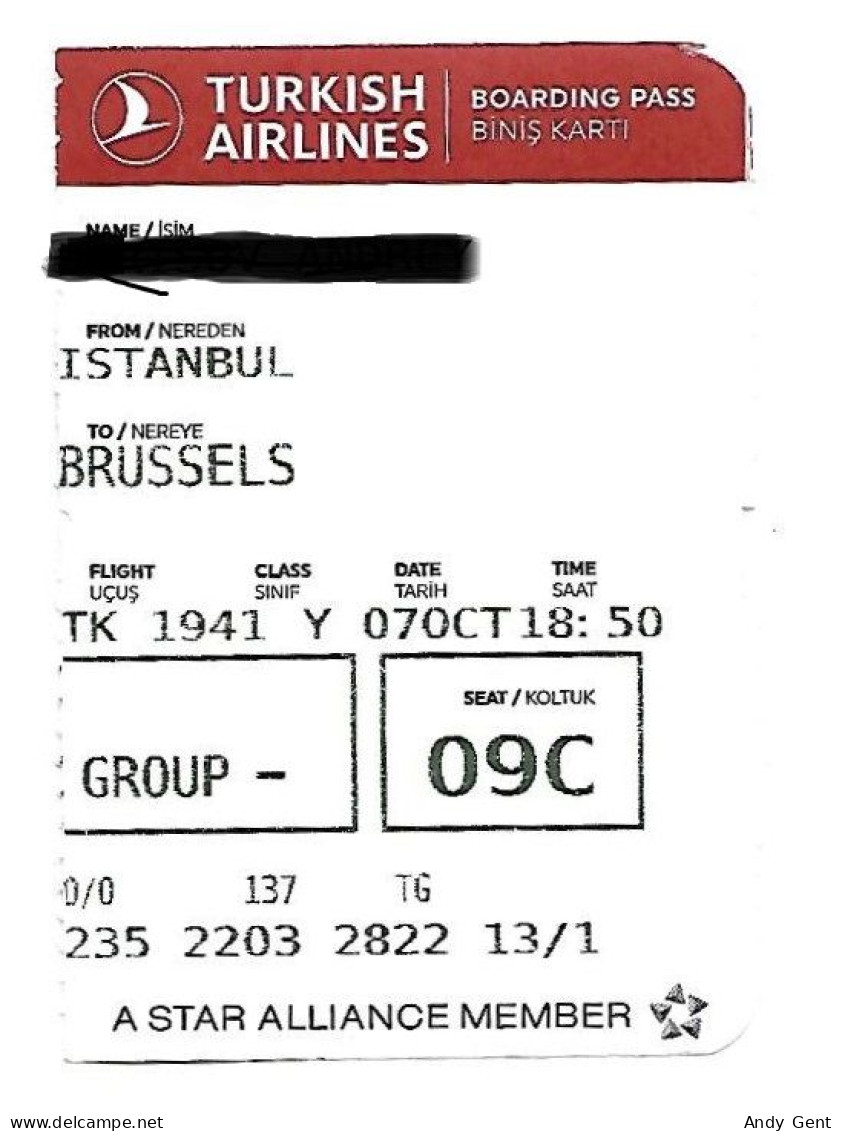 Boarding Pass / Avion / Aviation / Turkish Airlines / 2023 - Carte D'imbarco