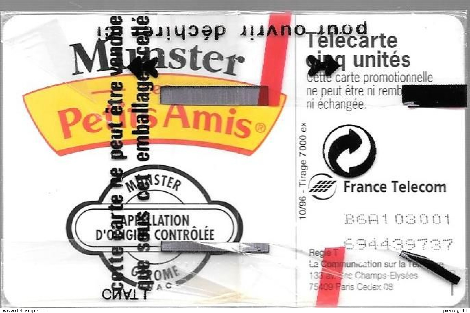 CARTE-PRIVEE-5U-GN 268-10/96-GEMB-SER IE MUNSTER-V°DN°Série 3001-NSB-TBE-LUXE - 5 Unités