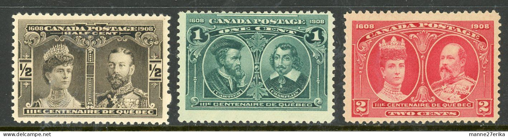 Canada MNH And MH 1908 "Quebec Tercentenary Issue" - Unused Stamps