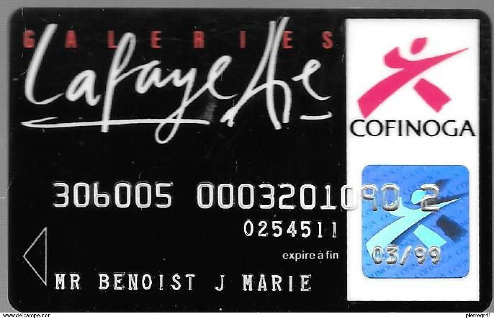 CARTE-MAGNETIQUE-CREDIT-COFINOGA-03/99-GALERIES LAFAYETTE-TBE/RARE - Schede Bancarie Uso E Getta