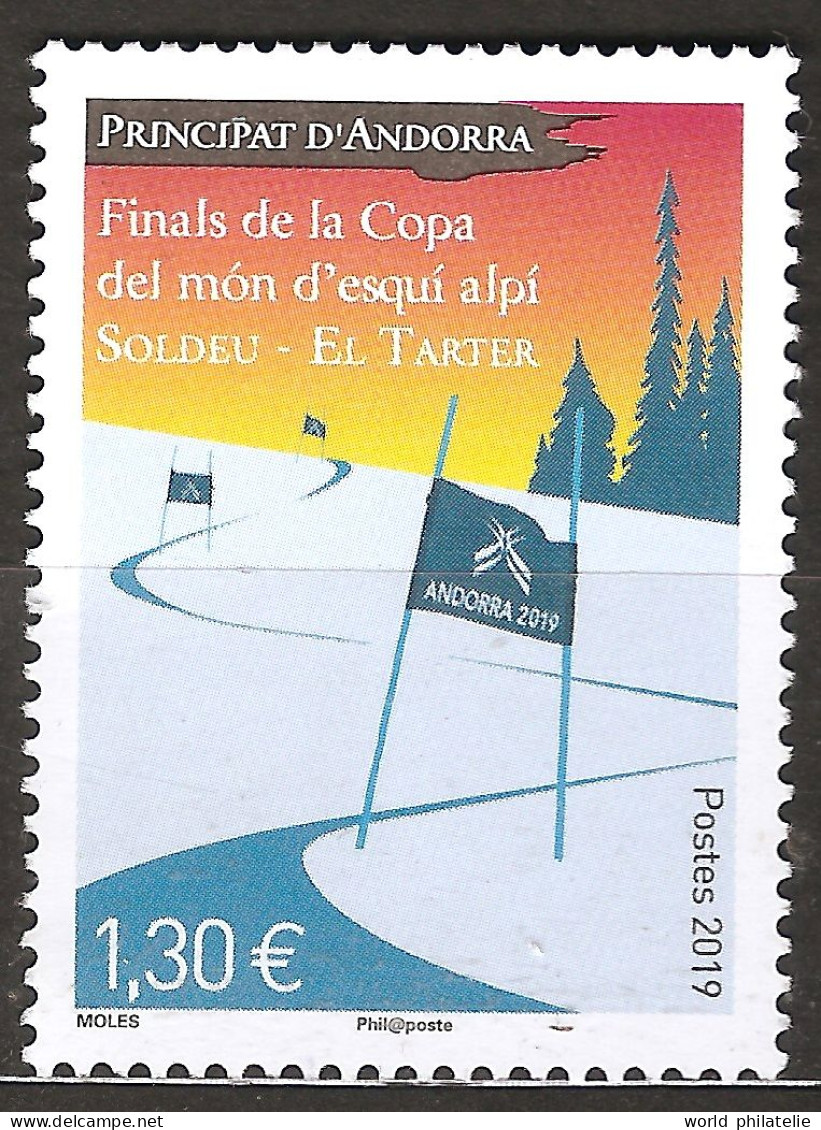 Andorre Français 2019 N° 828 ** Sport D'Hiver, Ski, Soldeu-El Tarter, Championnats Du Monde, Marcel Hirscher, Pinturault - Unused Stamps