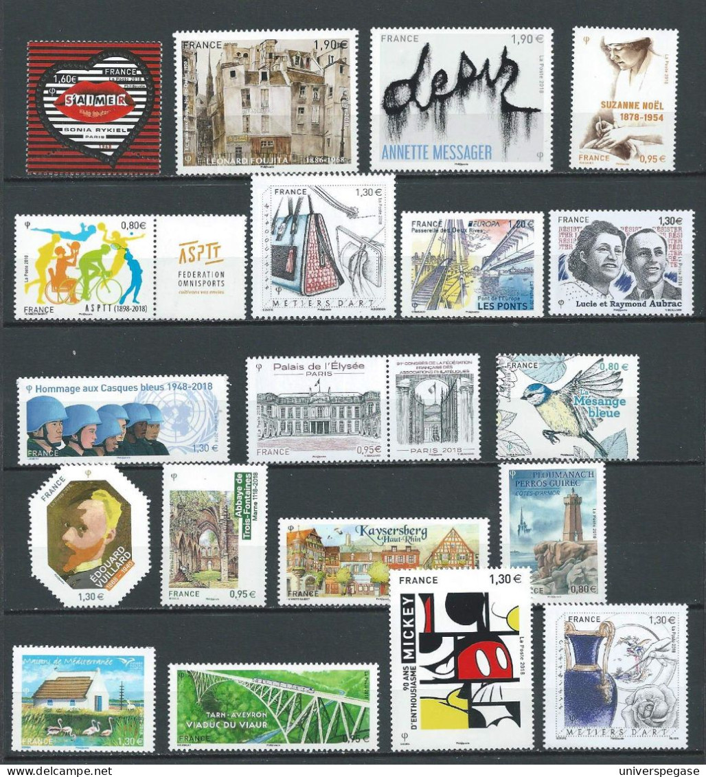 Lot De Timbres De France Neufs** MNH - Année 2018 - 2 Photos - 2010-2019