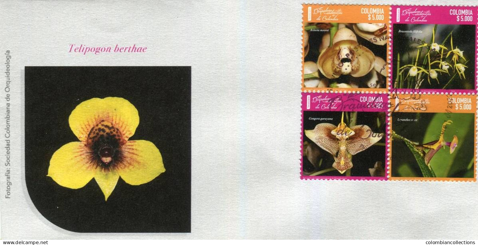 Lote 2022-23P, Colombia, 2022, 3 SPD-FDC, Tercera Serie Orquideas Endemicas De Colombia, Endemic Orchid - Colombie