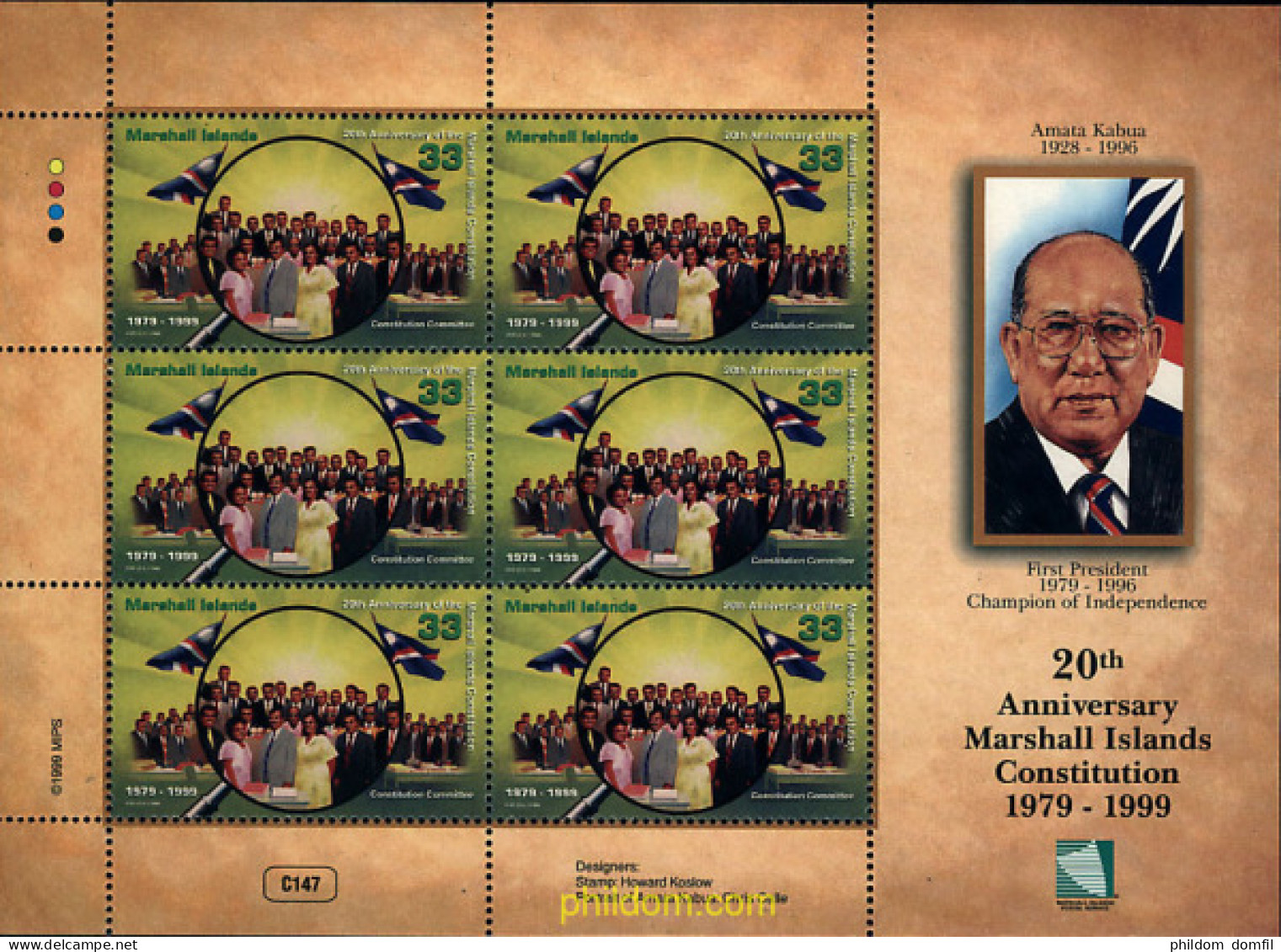 10329 MNH MARSHALL Islas 1999 20 ANIVERSARIO DE LA CONSTITUCION - Marshallinseln