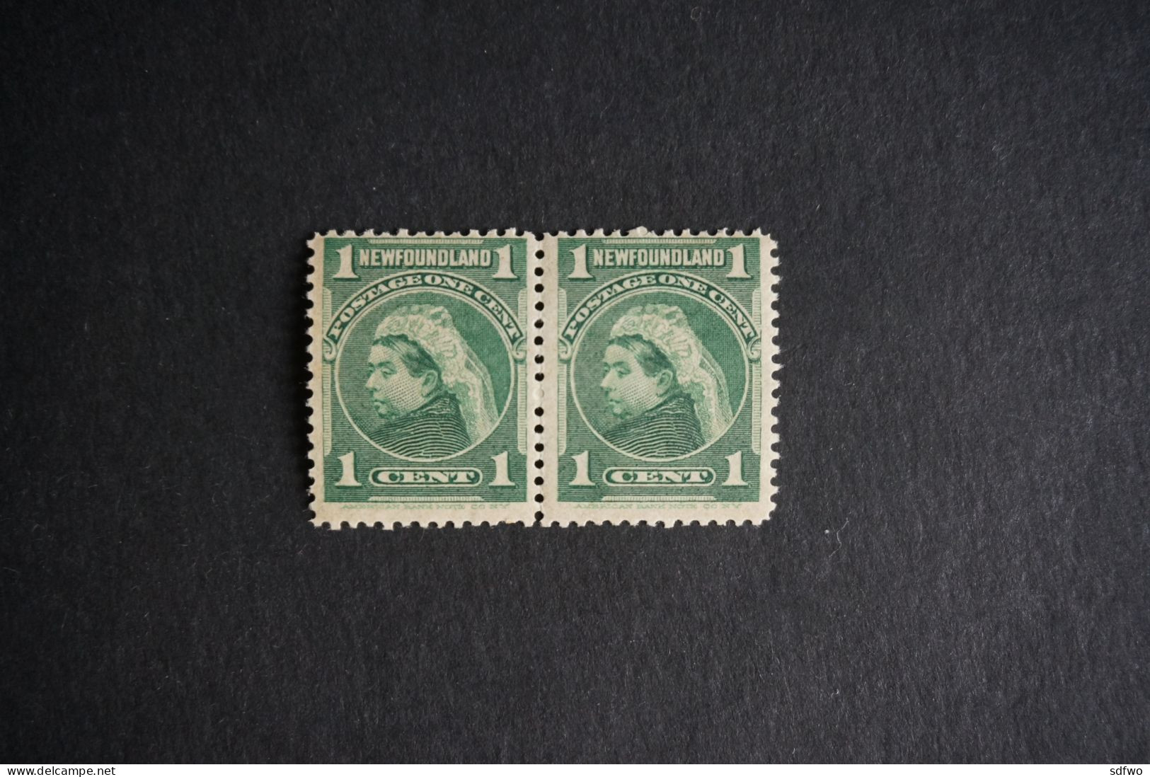 (T7) Newfoundland Canada 1897 QV (green 1c In Pair) - MNH - 1865-1902