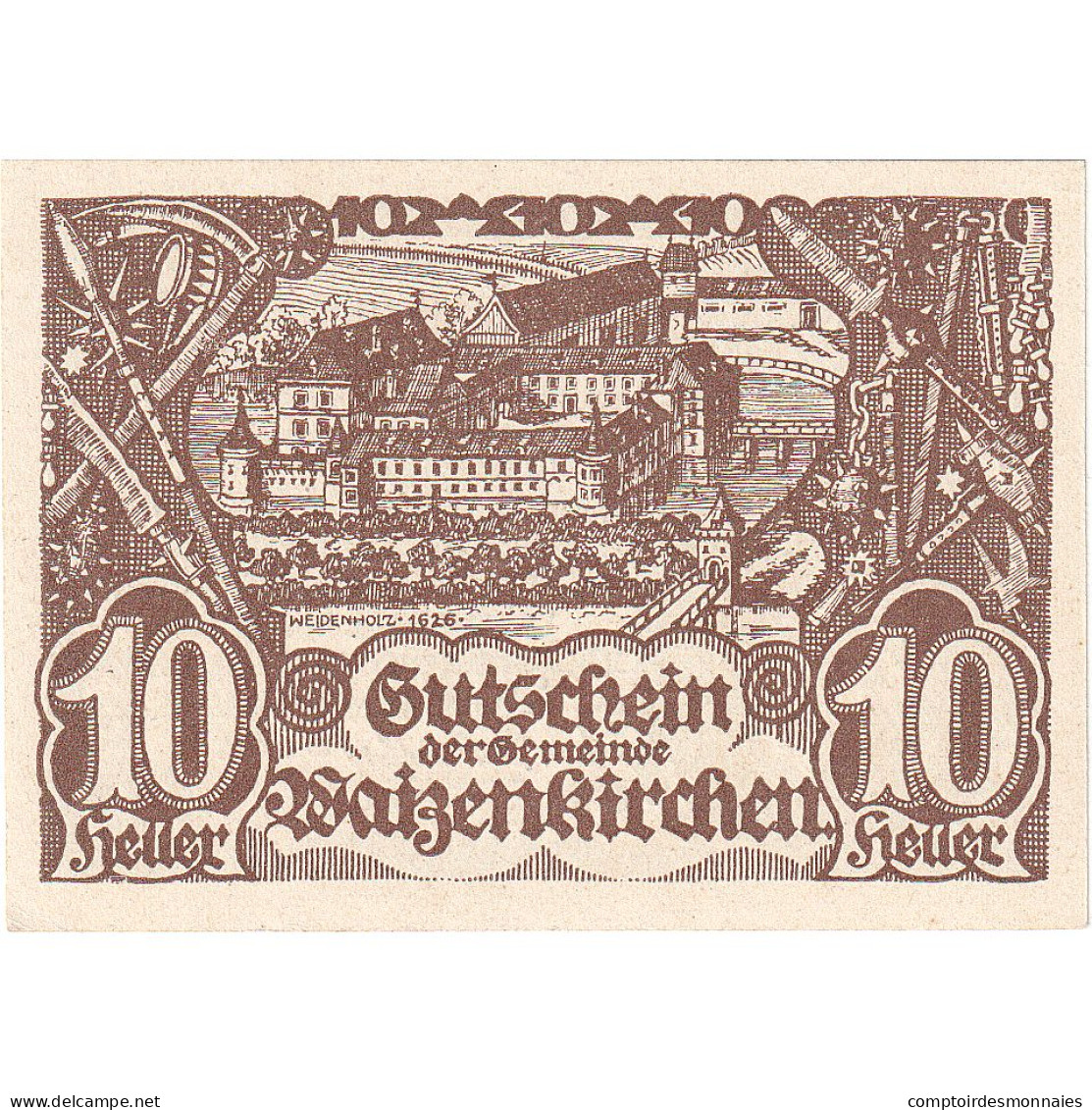 Autriche, Waizenkirchen, 10 Heller, Château 1920-12-31, SPL, Mehl:FS 1128a - Oesterreich