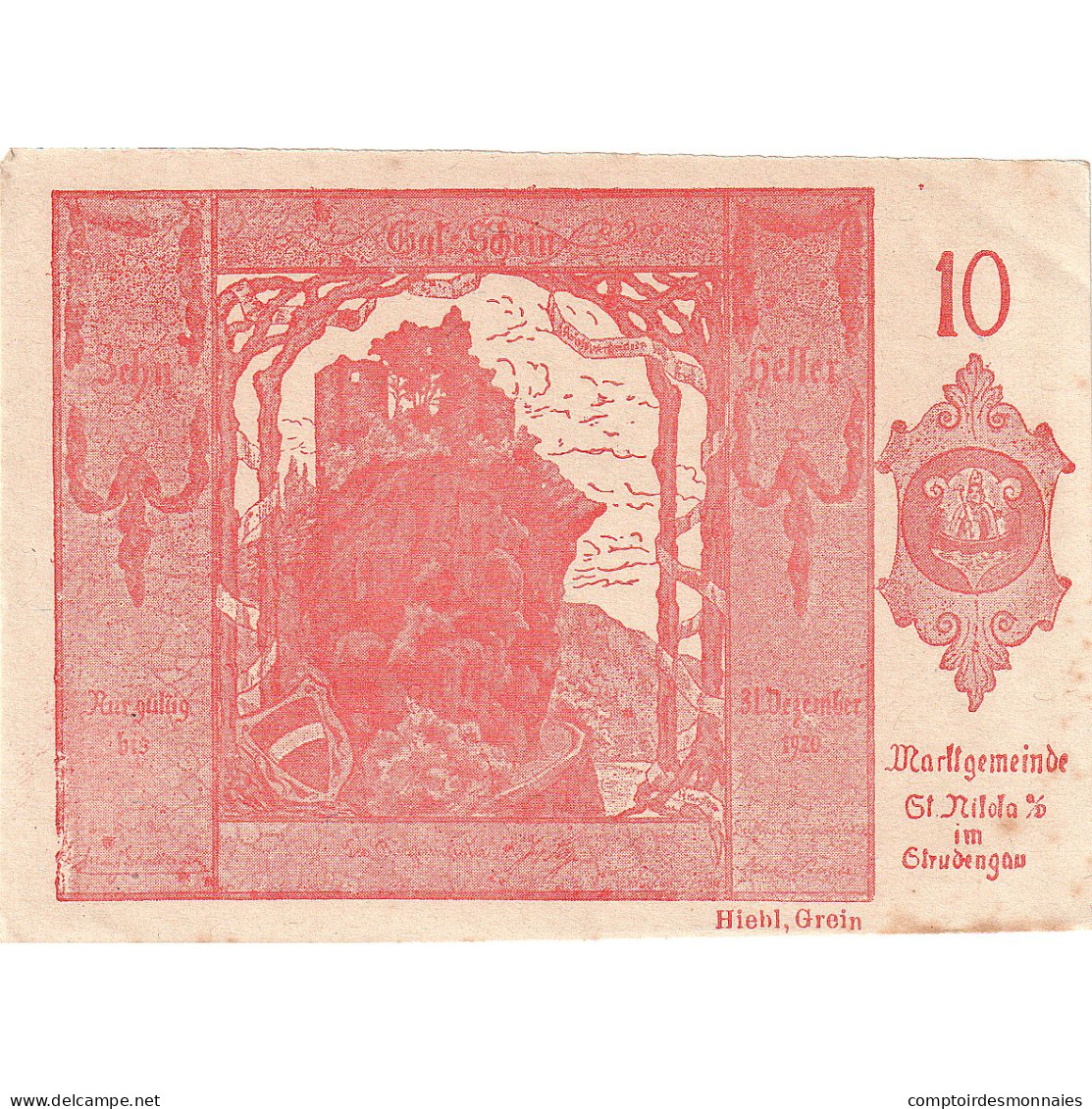 Autriche, St Nikola, 10 Heller, Rocher, 1920, 1920-12-31, SUP, Mehl:FS 914I - Oesterreich