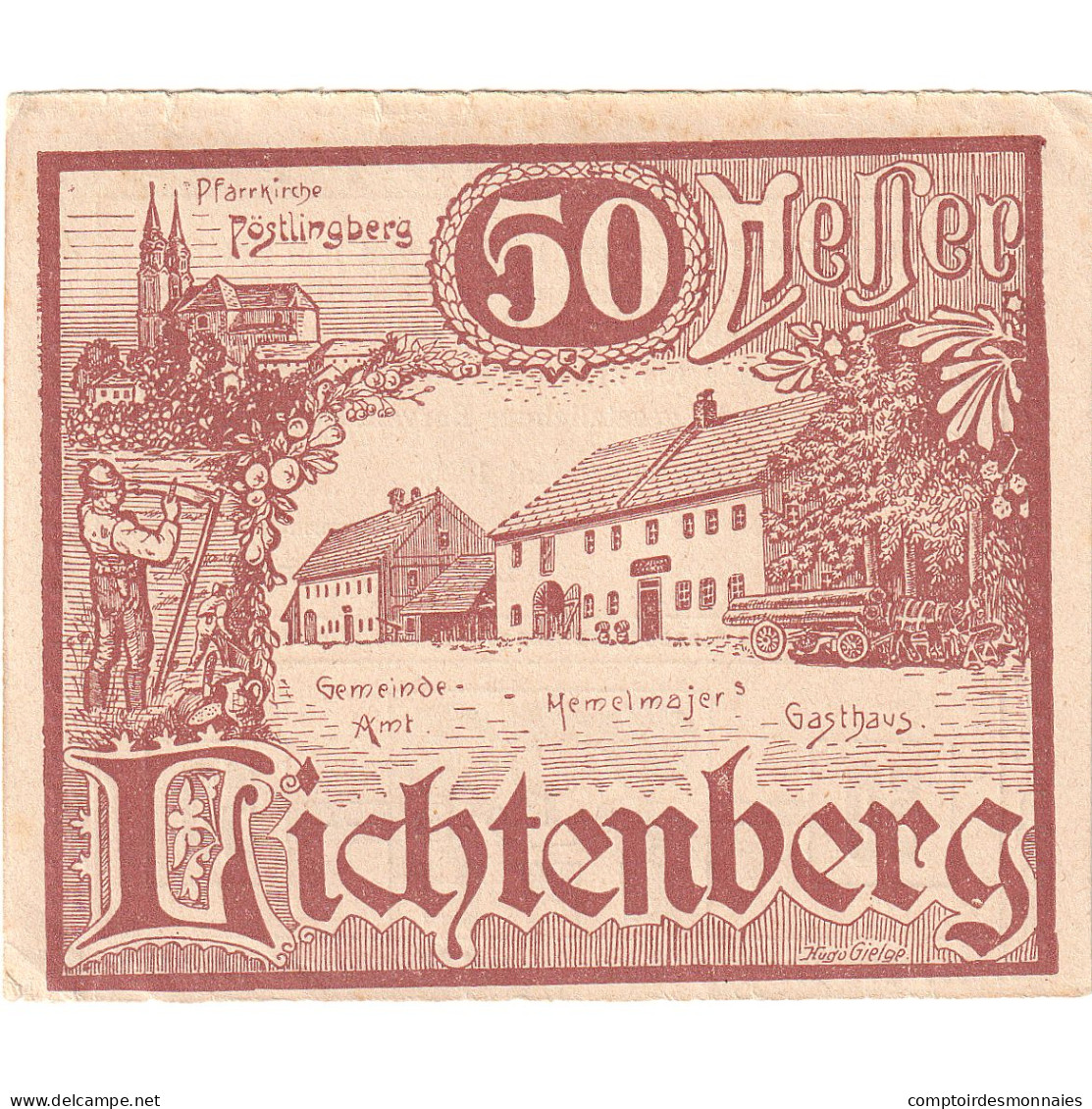 Autriche, Lichtenberg, 50 Heller, Ferme, 1920, 1920-12-31, SUP, Mehl:FS 518a - Oesterreich