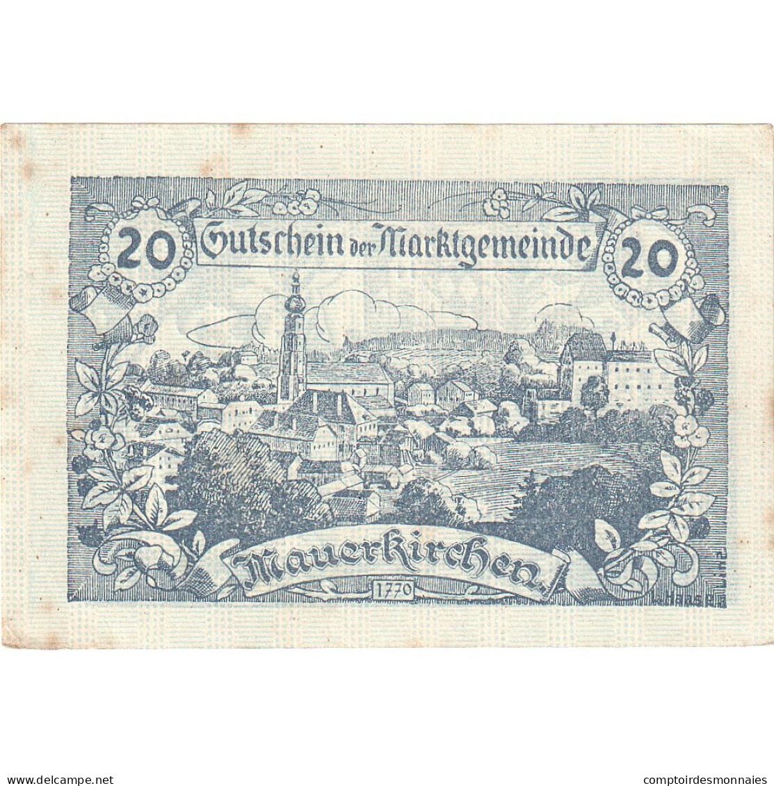 Autriche, Mauerkirchen, 20 Heller, Paysage 1920-06-04, SUP, Mehl:FS 598IIa - Oesterreich