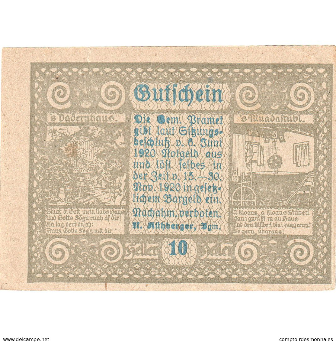 Autriche, Pramet, 10 Heller, Texte, 1920, 1920-11-30, SPL, Mehl:FS 781a - Oesterreich