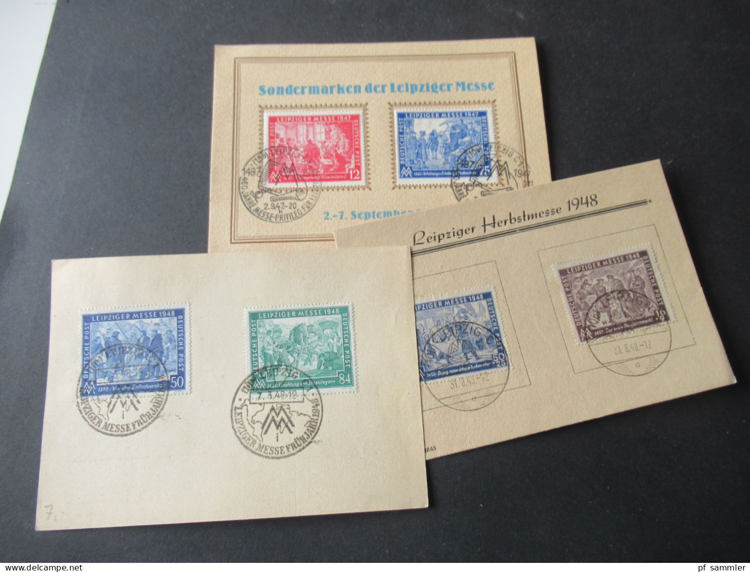 Gemeinschaftsausgabe Leipziger Messe 1947 Und 1948 / 3x Sonder PK / Sonderstempel - Storia Postale