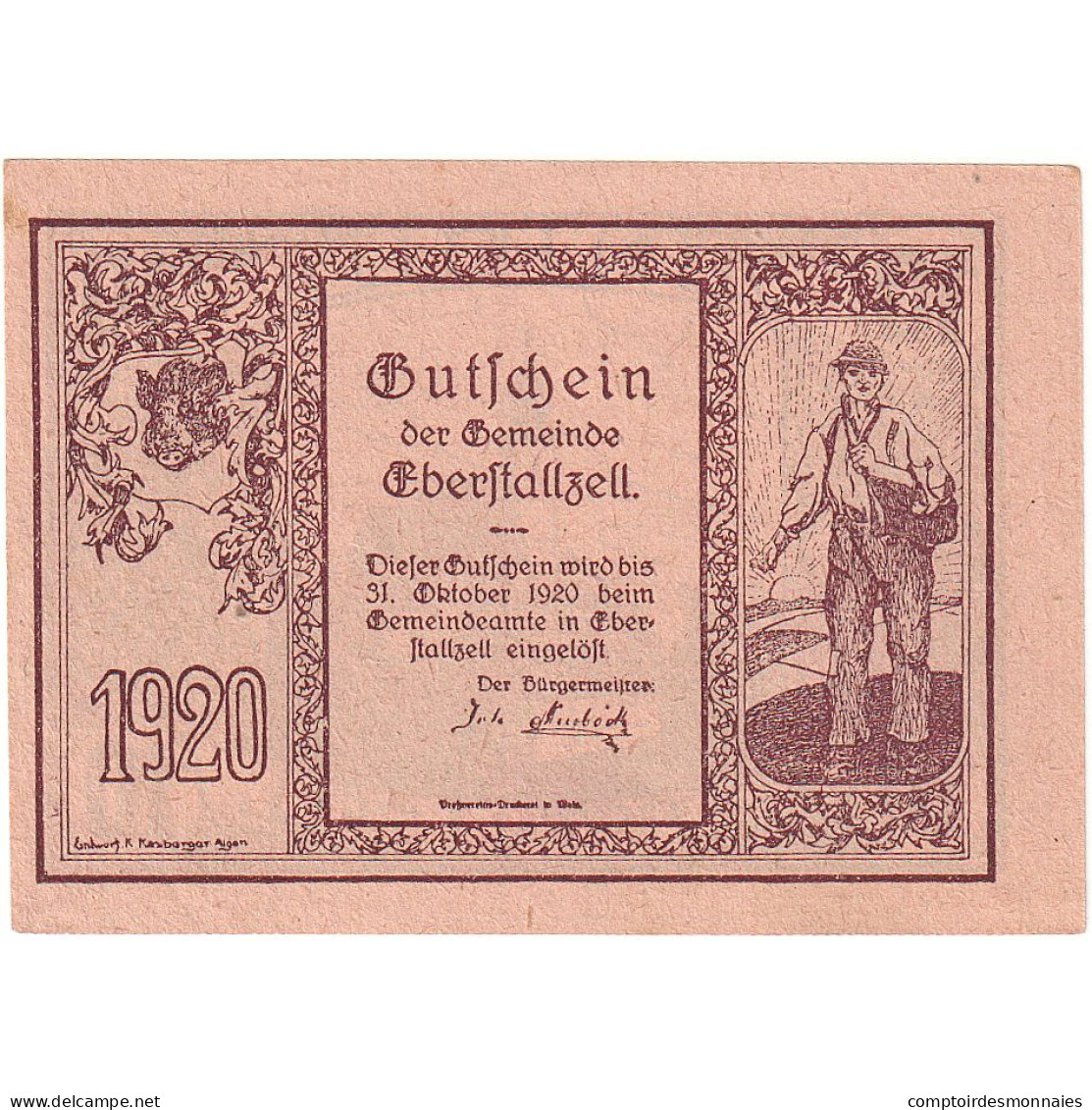 Autriche, Eberstallzell, 10 Heller, Eglise, 1920, 1920-10-31, SPL, Mehl:FS 146 - Oesterreich
