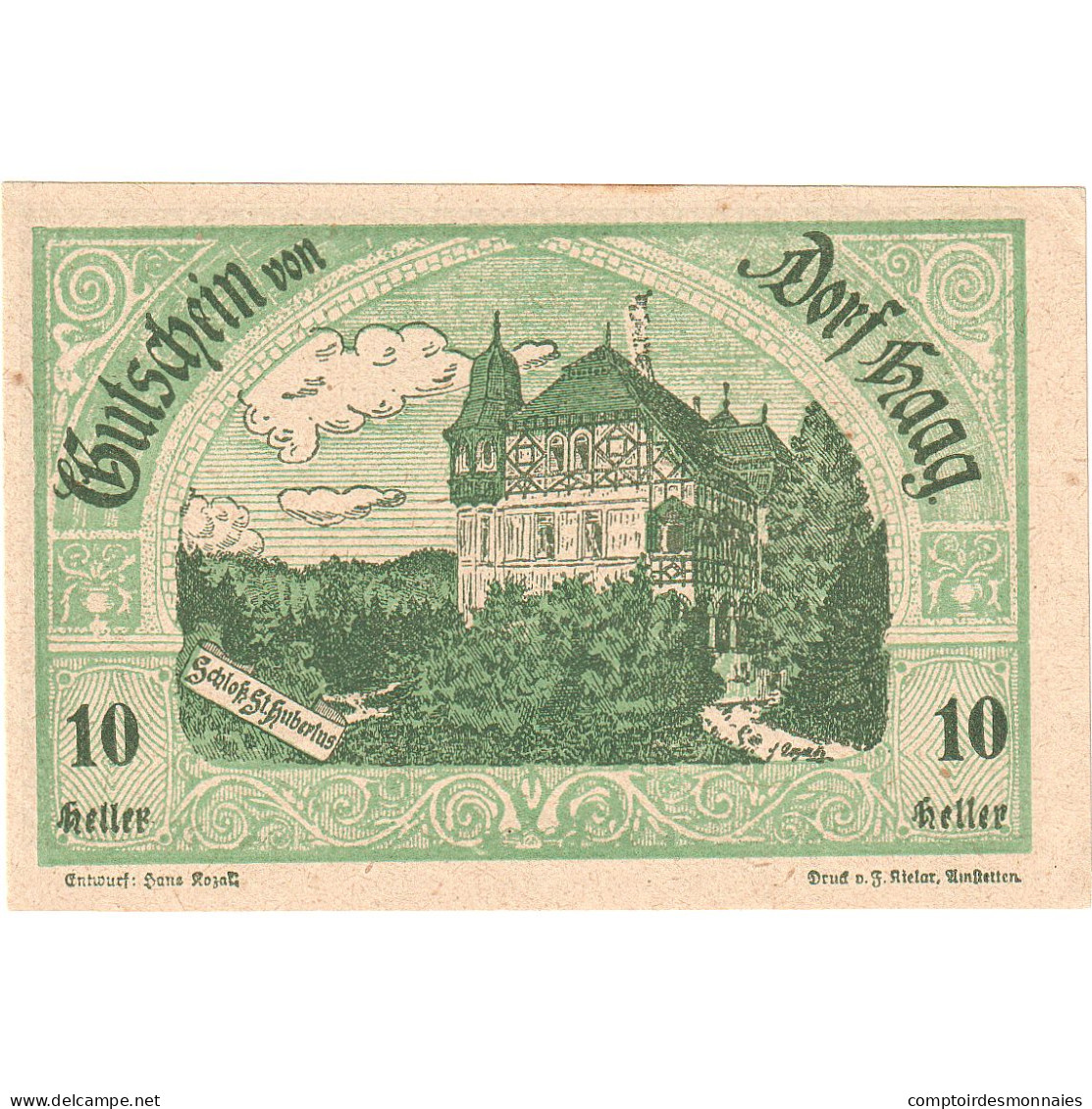 Autriche, Dorf Haag, 10 Heller, Manoir, 1920, 1920-12-30, SPL, Mehl:FS 317c - Oesterreich