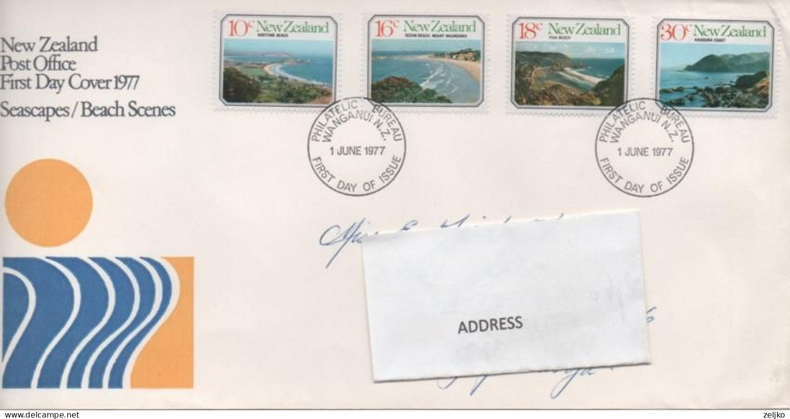 New Zealand 1977, Seascapes, Beach Scenes, Addressed  FDC - Briefe U. Dokumente