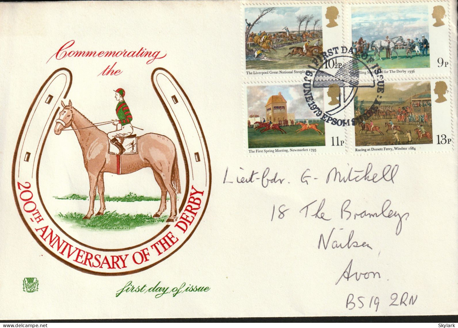 Great Britain   .   1979   .  "200th Anniversary Of The Derby"   .   First Day Cover - 4 Stamps - 1971-1980 Decimal Issues