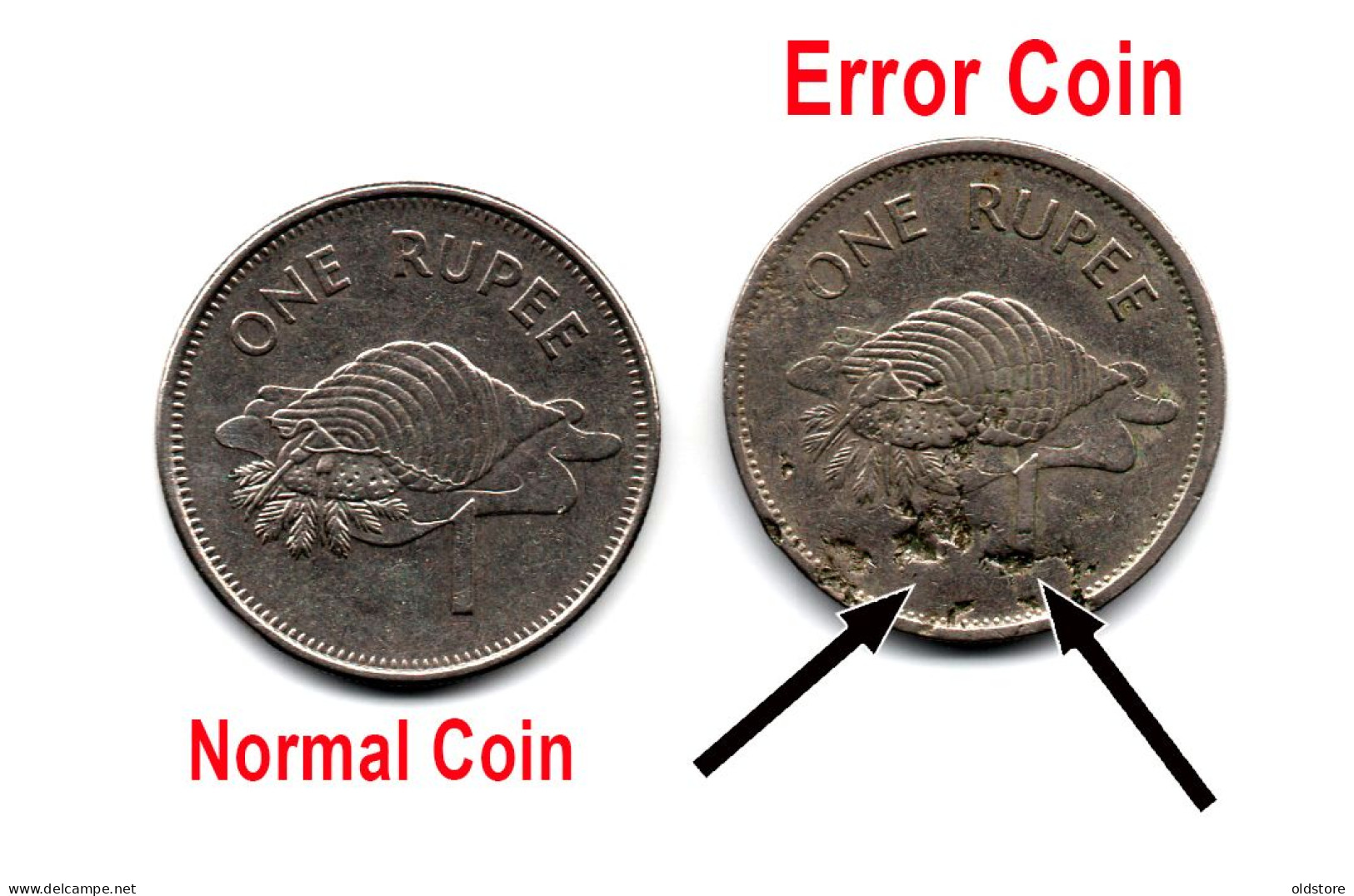 Seychelles Coins - 1 Rupee Old Rare (( ERROR ))  Coin - ND 1997 #5 - Seychelles