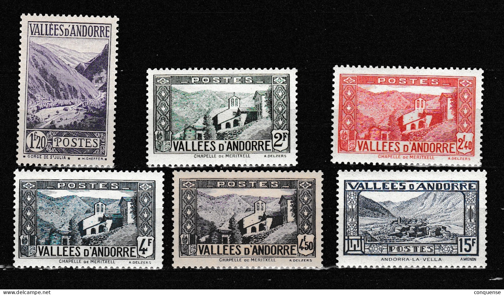 ANDORRA  FR 1944  **  MNH   BUEN  LOTE  DE  SEIS  SELLOS  PERFECTOS - Neufs