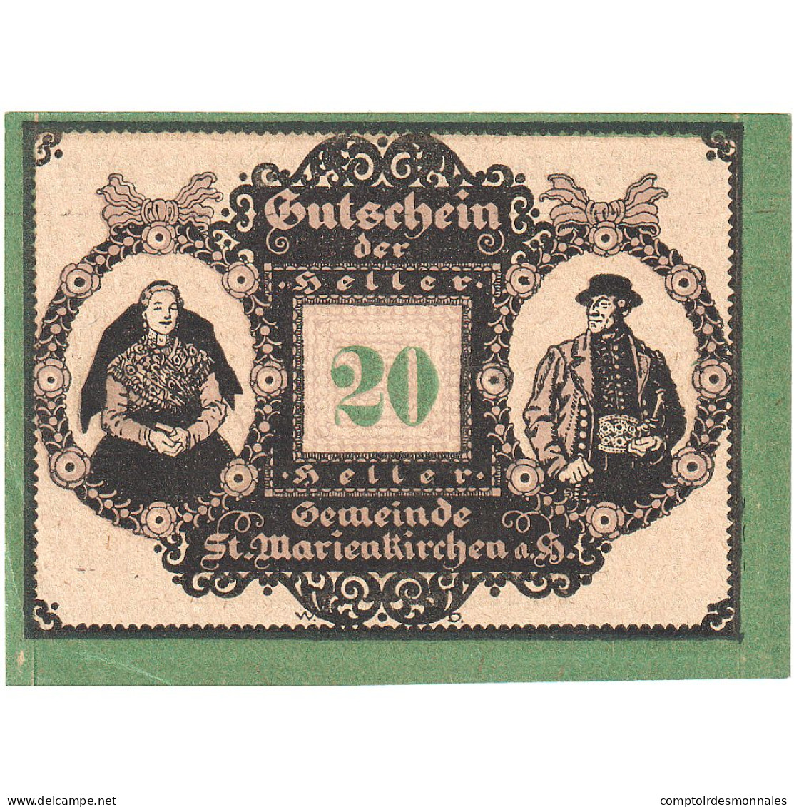 Autriche, Marienkirchen, 20 Heller, Portrait, 1920, 1920-10-31, SPL, Mehl:FS 908 - Oesterreich