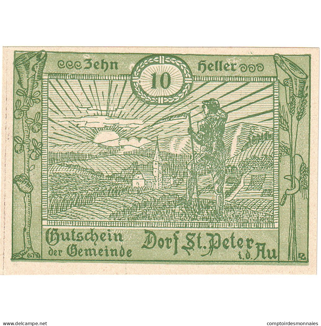 Autriche, Dorf St Peter, 10 Heller, Texte, 1920, 1920-12-30, SPL, Mehl:FS 923Aa - Oesterreich