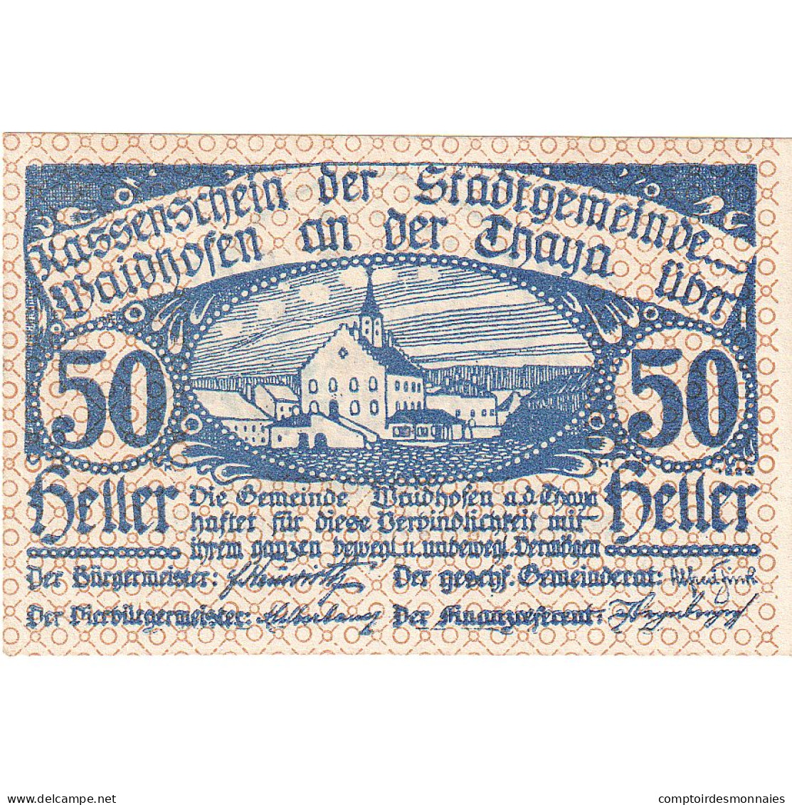 Autriche, Waidhofen An Der Thaya, 50 Heller, Eglise, 1920 SPL Mehl:FS 1125Ib - Oesterreich