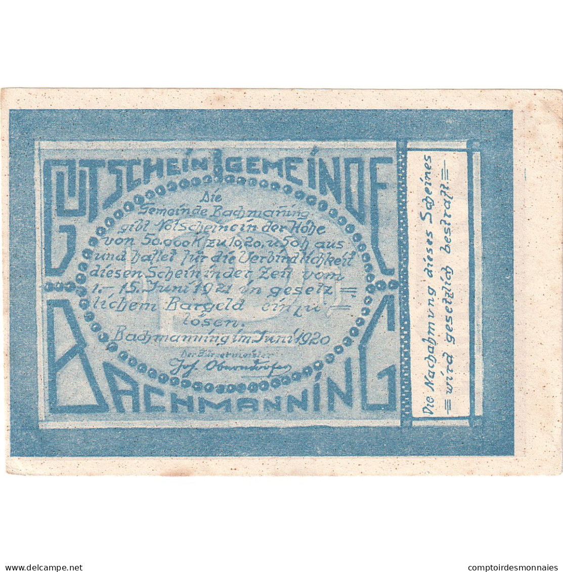 Autriche, Bachmanning, 20 Heller, Champs, 1921, 1921-06-15, SUP+, Mehl:FS 72Ia - Oesterreich