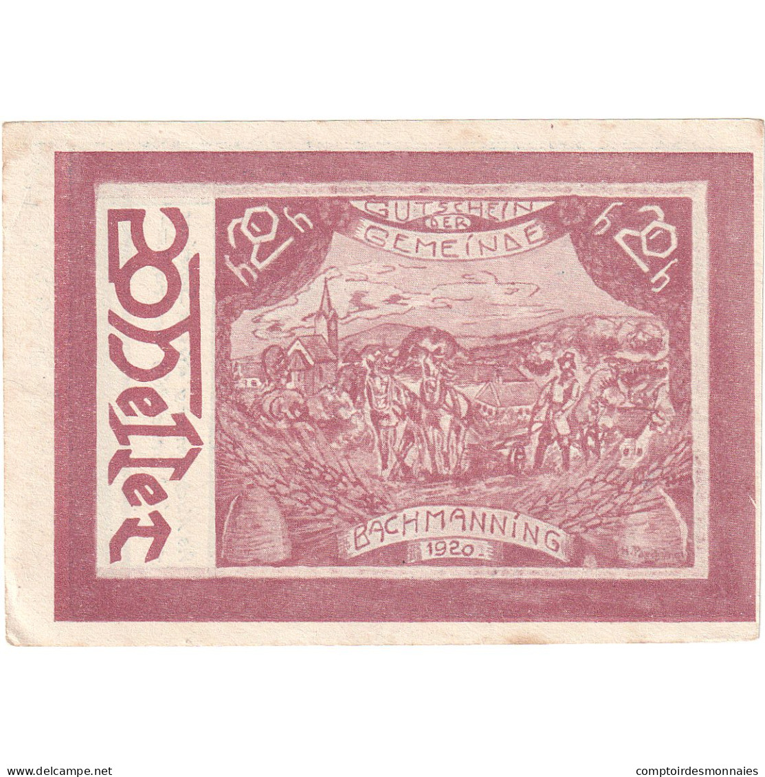 Autriche, Bachmanning, 20 Heller, Champs, 1921, 1921-06-15, SUP+, Mehl:FS 72Ia - Oesterreich