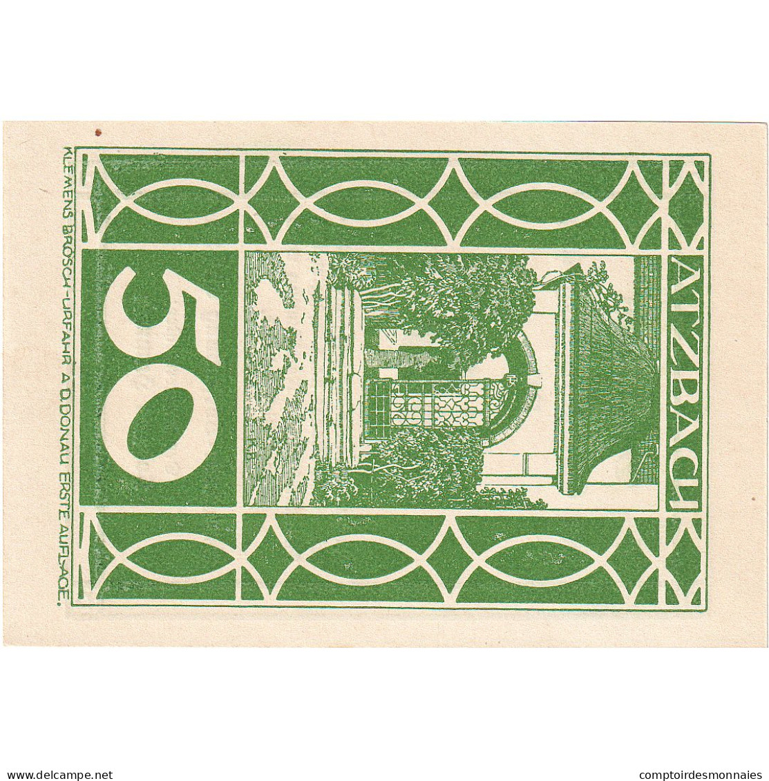 Autriche, Atzbach, 50 Heller, Entrée, 1920, SPL, Mehl:FS 62a - Oesterreich