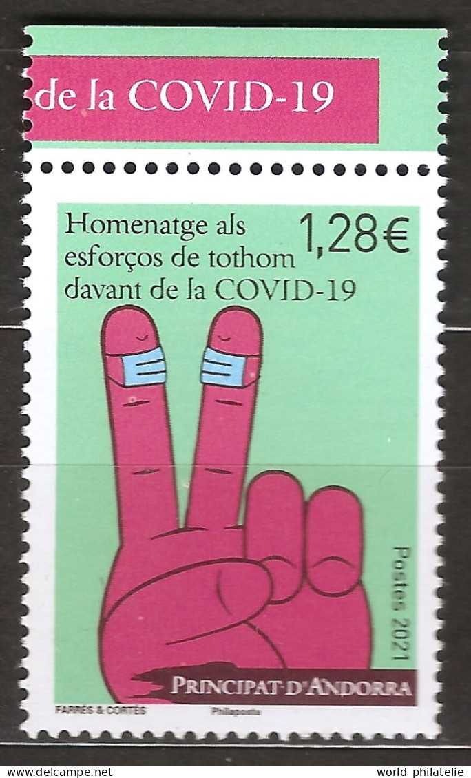 Andorre Français 2021 N° 856 ** Maladie, Médecine, COVID-19, Main, Doigts, Masques, Santé, Solidarité, V De La Victoire - Unused Stamps