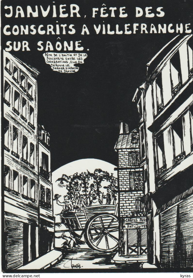 Cpm10x15. Illustr. Jacques LARDIE (tirage Limité) JANVIER  Fête Des Conscrits à VILLEFRANCHE S/ SAÔNE - Lardie