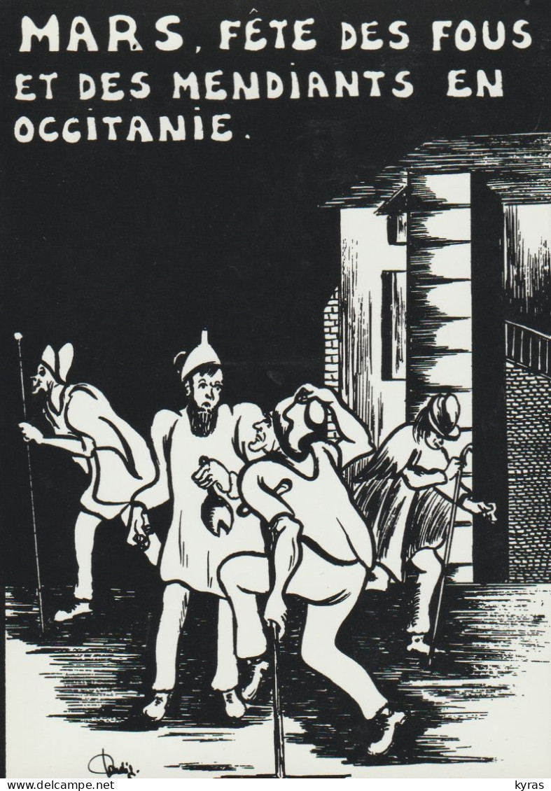 Cpm10x15. Illustr. Jacques LARDIE (tirage Limité) MARS . Fête Des Fous Et Des Mendiants En Occitanie - Lardie