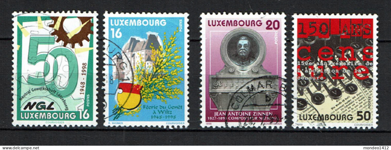 Luxembourg 1998 - YT 1390/1393 - Anniversaires, Syndicat, Fête Du Genêt, J.A. Zinzen, Abolition De La Censure - Oblitérés