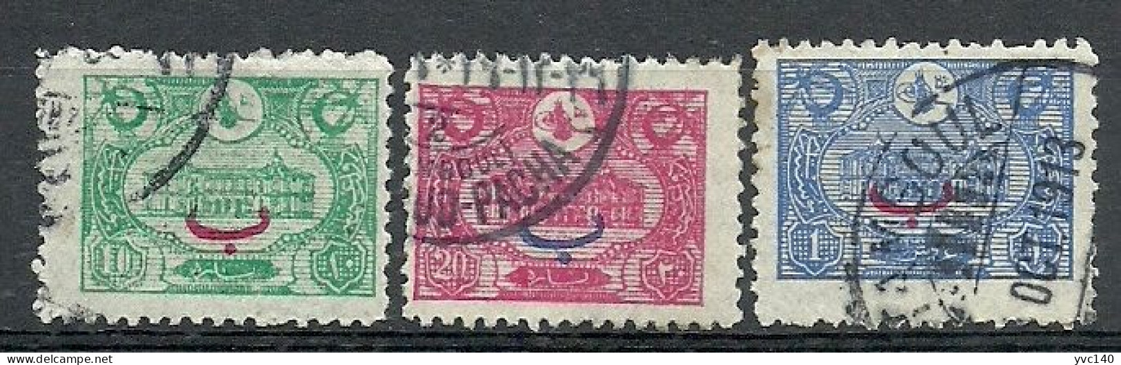Turkey; 1913 Overprinted Stamps With The General Post Office New Building Picture - Gebruikt