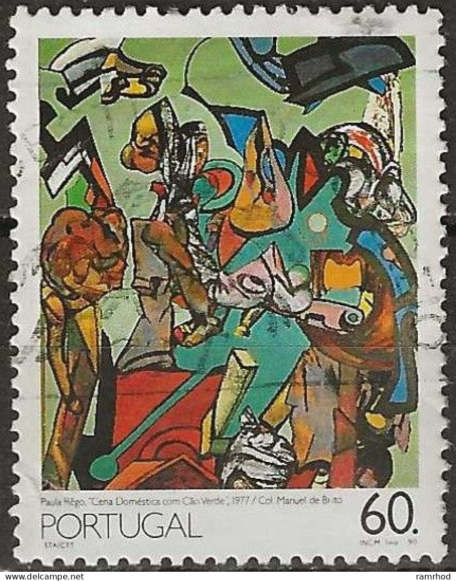 PORTUGAL 1990 20th-century Portuguese Paintings - 60e. - Domestic Scene With Green Dog (Paula Rego) FU - Used Stamps