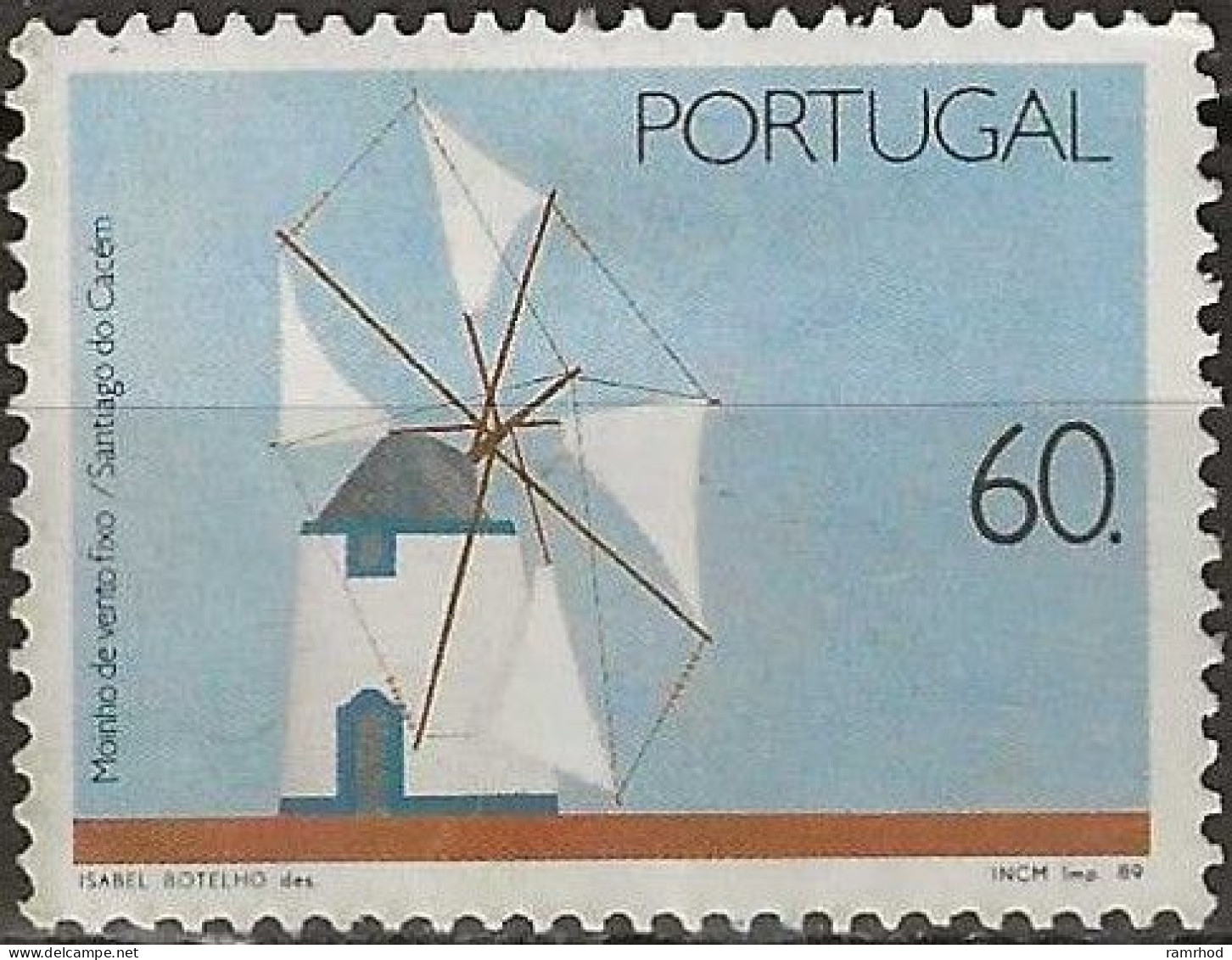 PORTUGAL 1989 Windmills - 60e. - Stone Mill, Santiago Do Cacem MNG - Neufs