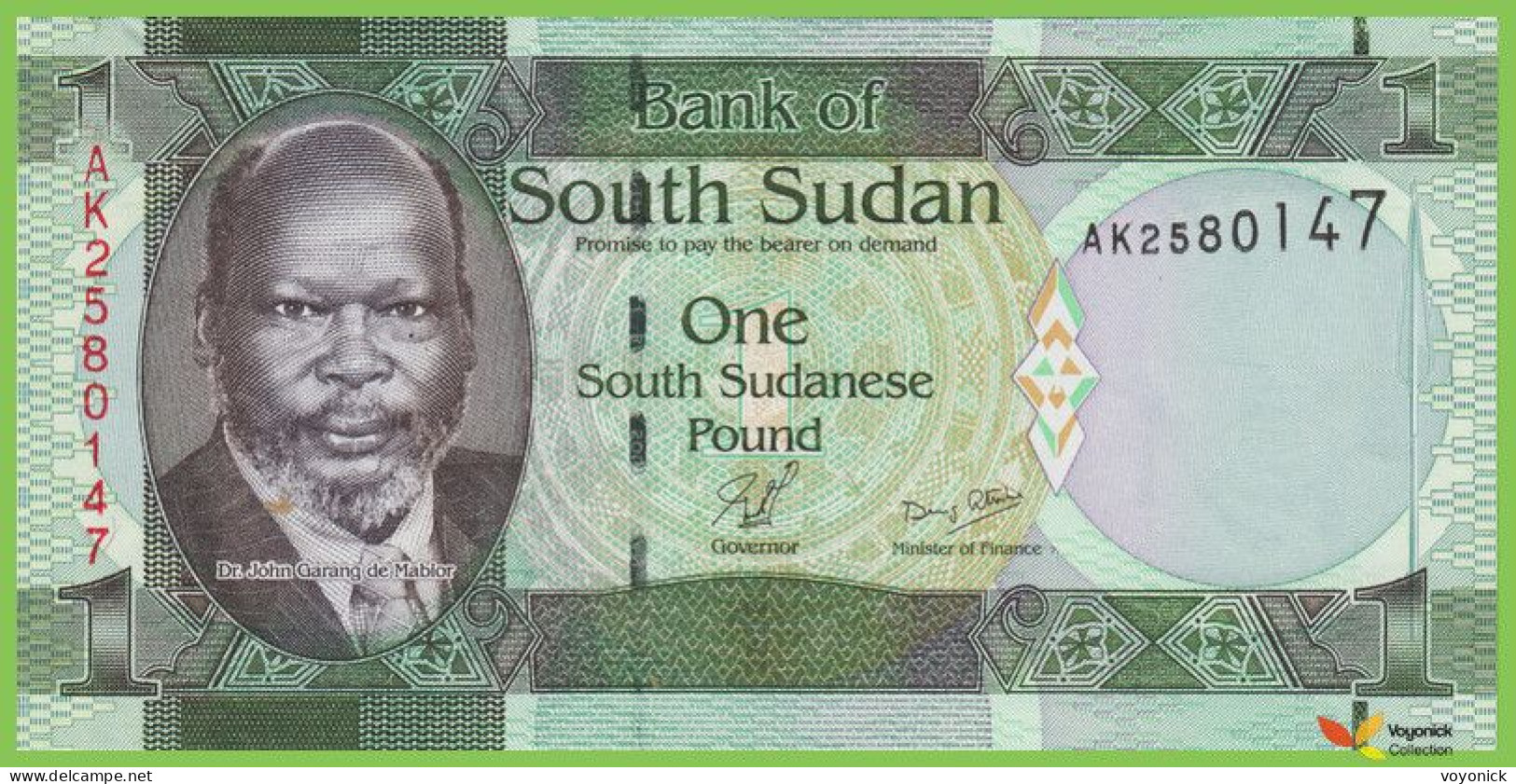 Voyo SOUTH SUDAN 1 South Sudanese Pound ND/2011 P5 B101a AK UNC - South Sudan